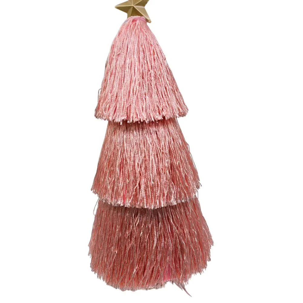 Ashland Tassel Tiered Tree Tabletop Decor w/ Matted Gold Star Tree Topper NEW